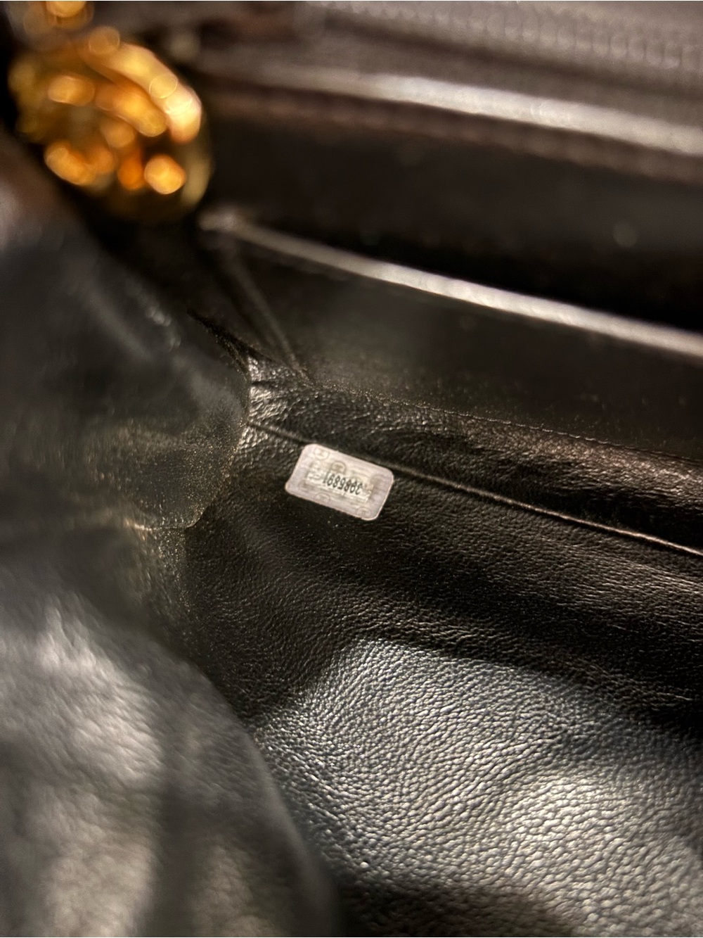 Authentic CHANEL single flap black lambskin 24k gold hardware clutch - Picture 12 of 13
